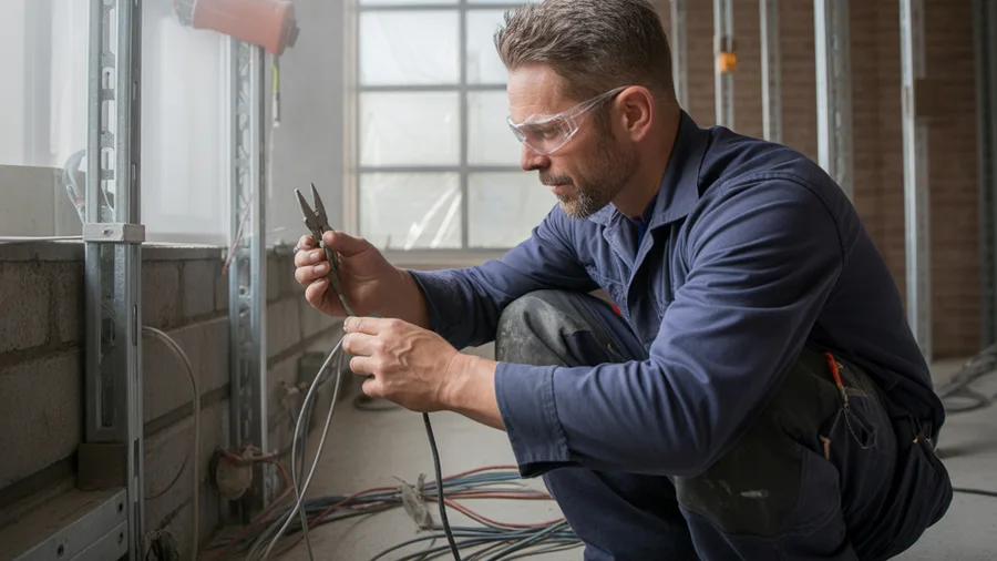 Elektrofachkraft bei der sicheren Arbeit an einer elektrischen Anlage